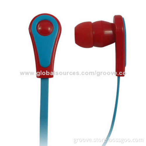 Fashionable Custom Flat Cable In-ear Earphones, 32Ω Impedance, 20 to 20kHz Frequency Response
